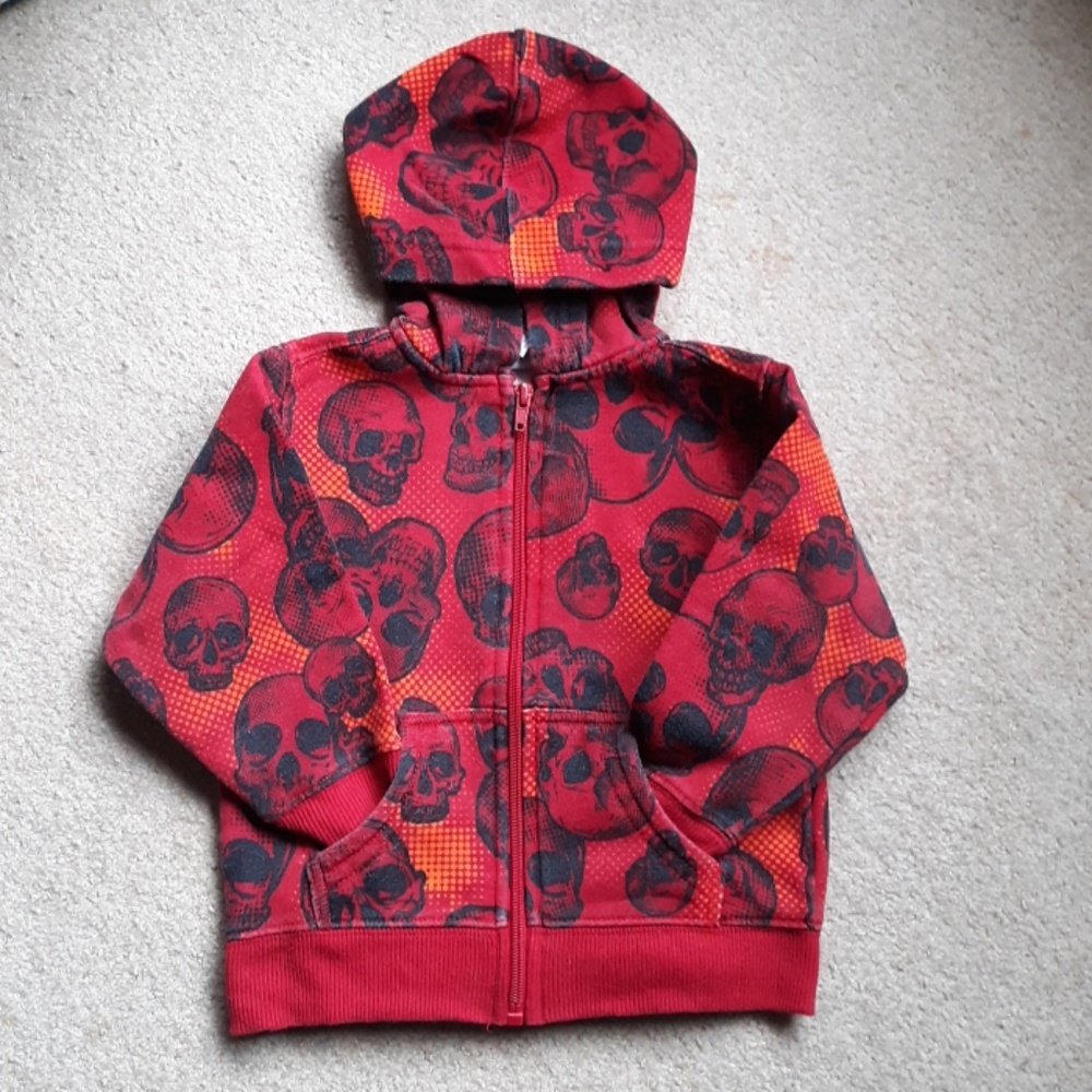 Red Skull Zip Up Hoodie Boys 24 mo